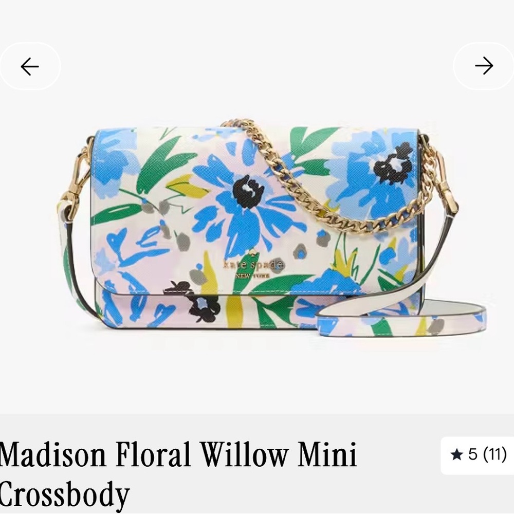 NWT Kate Spade Floral Willow Mini Crossbody - Blue, Green, White